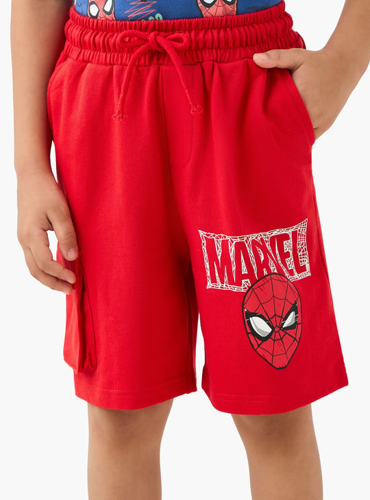 Juniors Spider-Man Print Shorts with Drawstring Closure