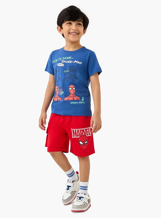 Juniors Spider-Man Print Shorts with Drawstring Closure