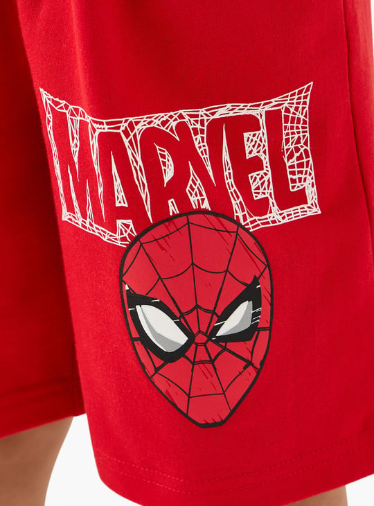 Juniors Spider-Man Print Shorts with Drawstring Closure