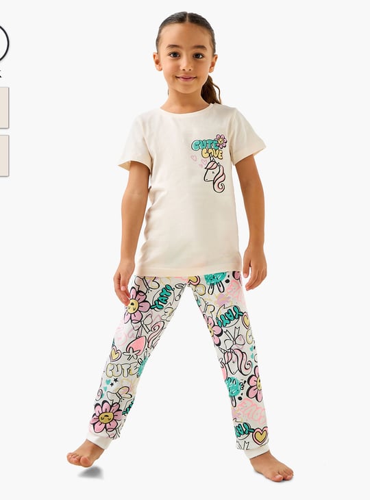 Juniors Printed T-shirt and Pyjama Set