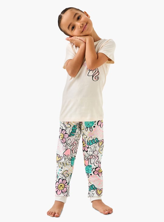 Juniors Printed T-shirt and Pyjama Set
