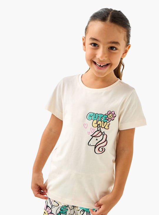 Juniors Printed T-shirt and Pyjama Set