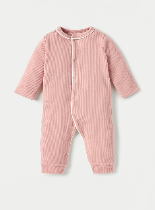 Juniors Ribbed Open Feet Sleepsuit with Button Closure
