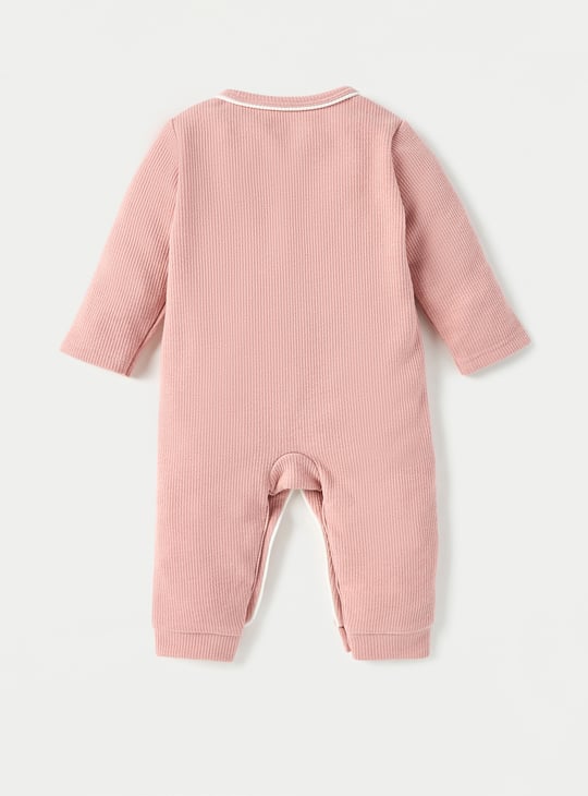 Juniors Ribbed Open Feet Sleepsuit with Button Closure