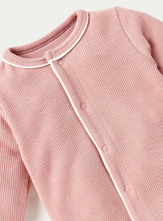 Juniors Ribbed Open Feet Sleepsuit with Button Closure