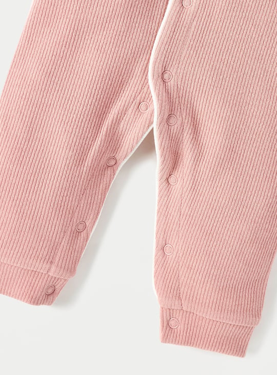 Juniors Ribbed Open Feet Sleepsuit with Button Closure