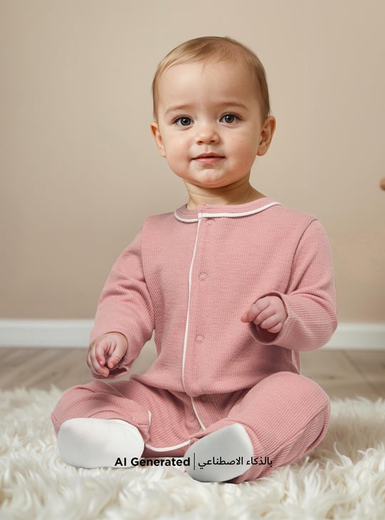 Juniors Ribbed Open Feet Sleepsuit with Button Closure