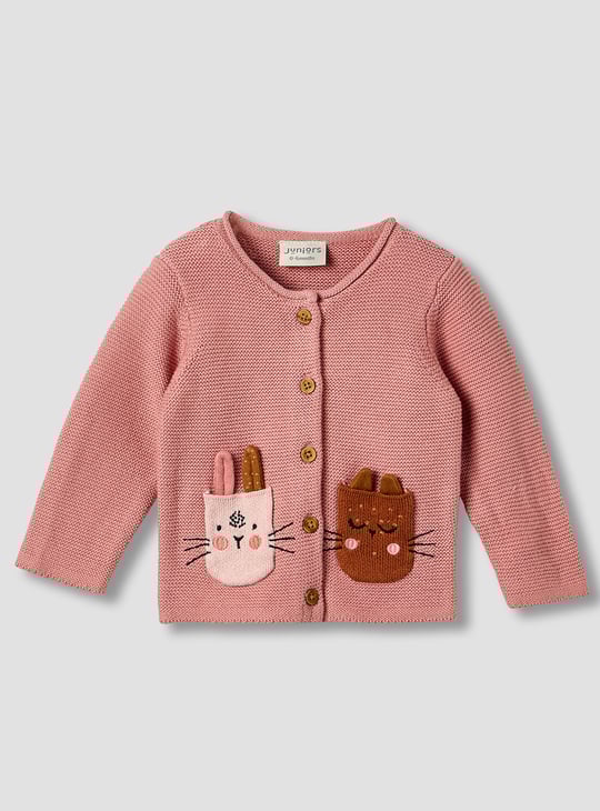 Juniors Applique Cardigan with Pants Set