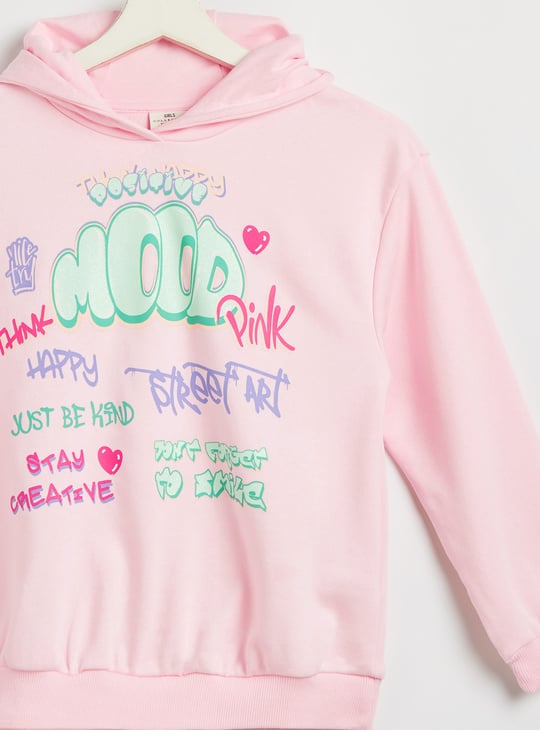 Juniors Graphic Print Hooded Sweatshirt