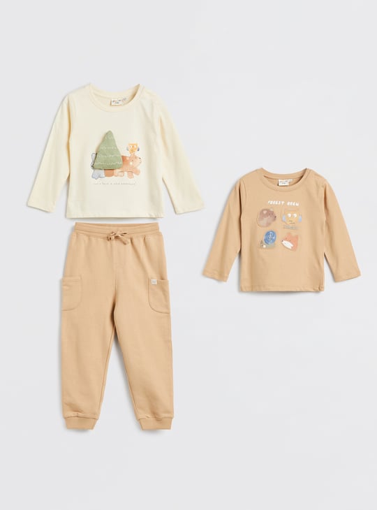 Juniors 3 Piece Applique T-shirt with Joggers Set