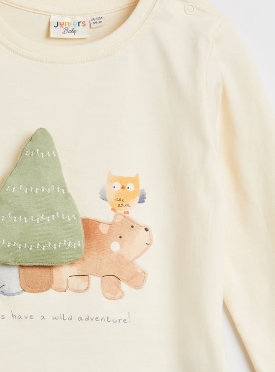 Juniors 3 Piece Applique T-shirt with Joggers Set