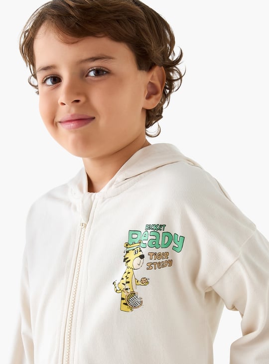 Juniors Tiger Print Hooded Sweatshirt and Joggers Set