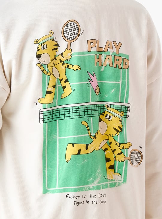 Juniors Tiger Print Hooded Sweatshirt and Joggers Set