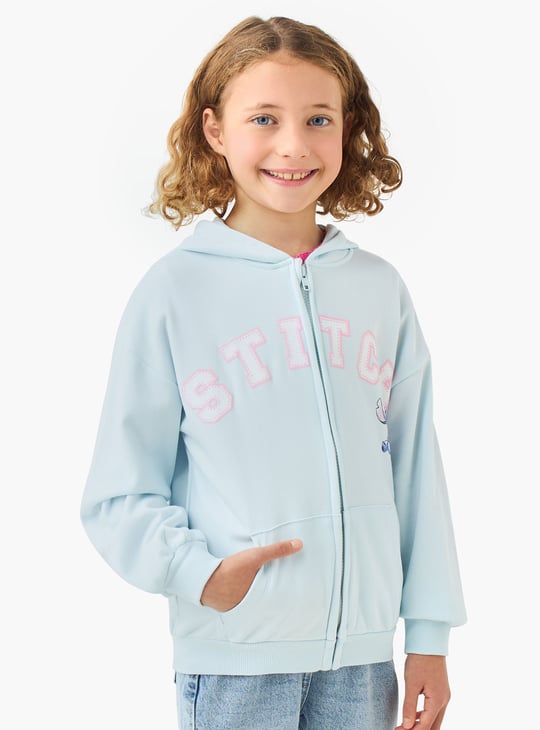 Juniors Stitch Print Hooded Sweatshirt