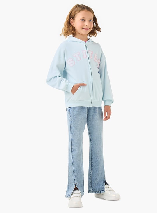 Juniors Stitch Print Hooded Sweatshirt
