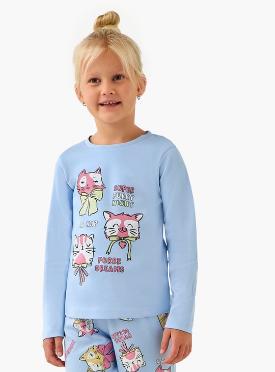 Juniors Printed T-shirt with Joggers Set