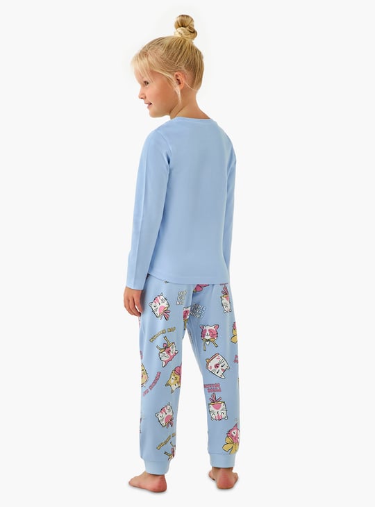 Juniors Printed T-shirt with Joggers Set