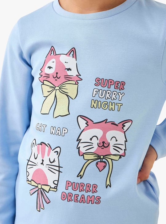 Juniors Printed T-shirt with Joggers Set