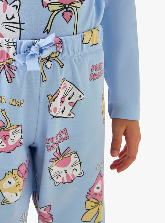 Juniors Printed T-shirt with Joggers Set