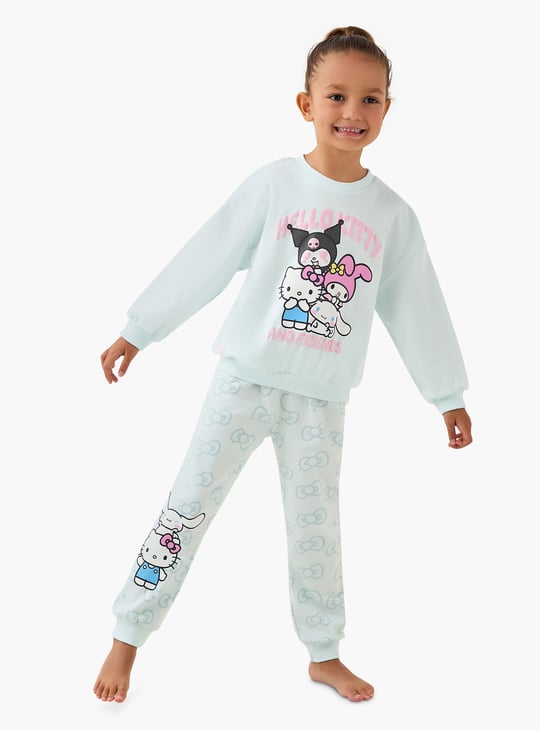 Juniors Hello Kitty Print Sweatshirt with Joggers Set