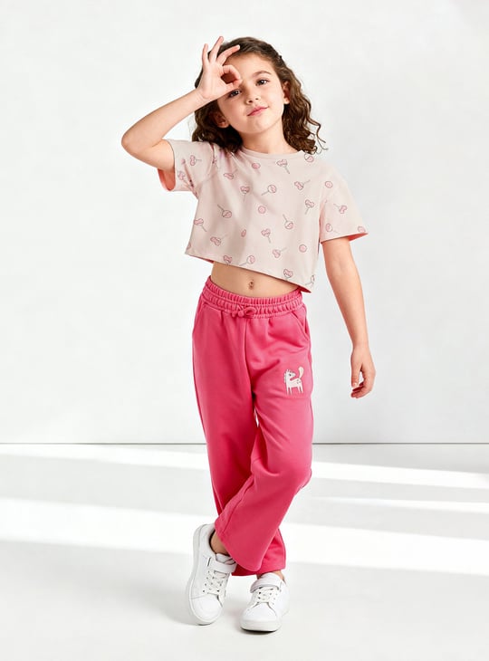 Juniors Candy Print T-shirt with Short Sleeves