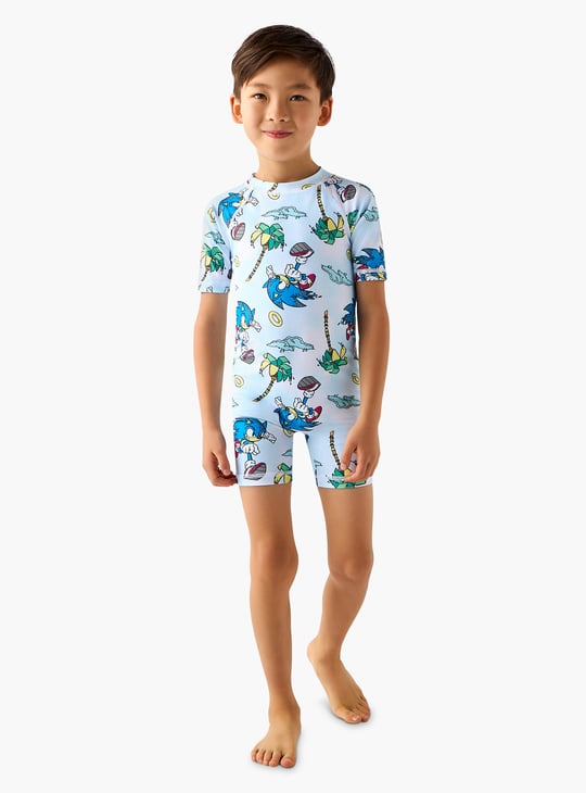 Juniors Sonic the Hedgehog Print Swimsuit