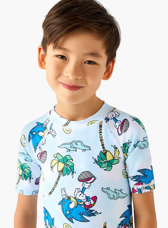 Juniors Sonic the Hedgehog Print Swimsuit