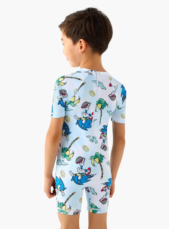 Juniors Sonic the Hedgehog Print Swimsuit