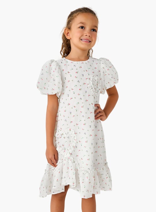 Juniors Floral Print A-line Dress