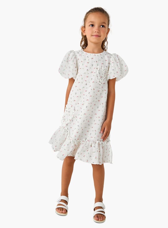 Juniors Floral Print A-line Dress