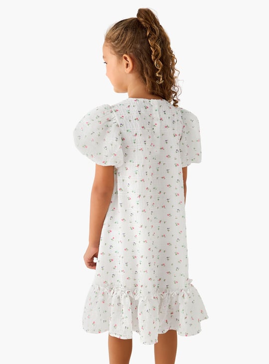 Juniors Floral Print A-line Dress