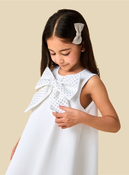 Juniors Bow Embellished A-line Dress