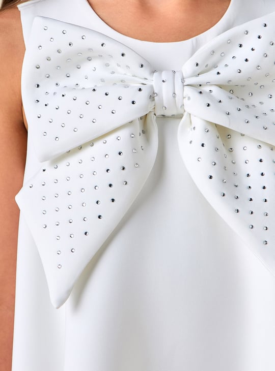 Juniors Bow Embellished A-line Dress