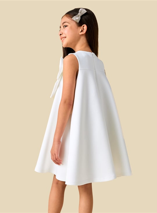 Juniors Bow Embellished A-line Dress