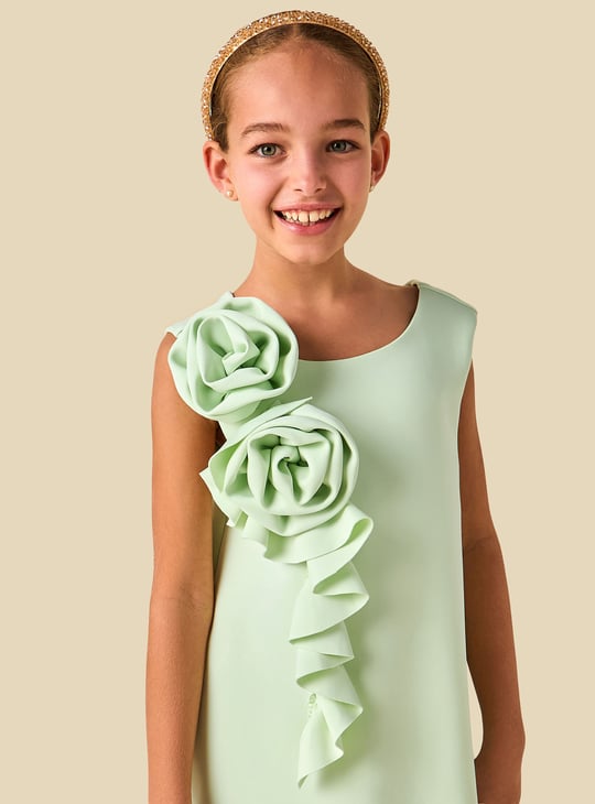 Juniors Floral Applique A-Line Dress