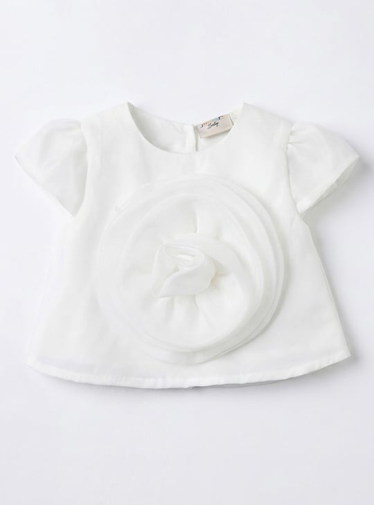 Juniors Applique Detail Top and Skirt with Turban Beanie