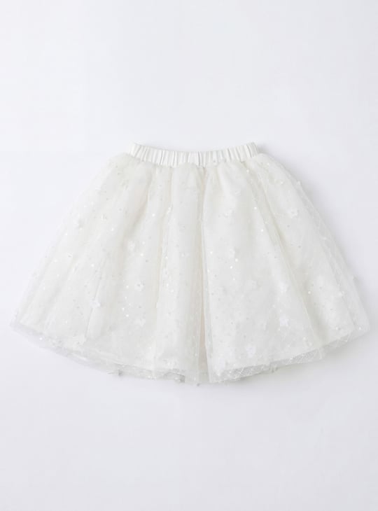 Juniors Applique Detail Top and Skirt with Turban Beanie