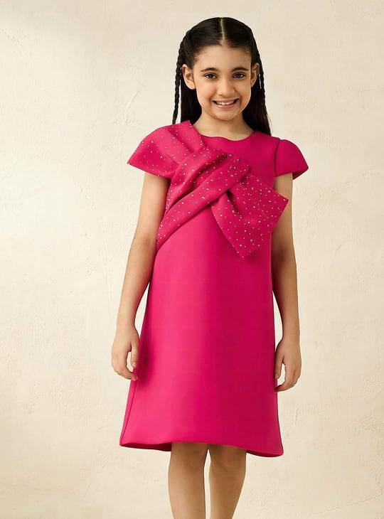 Juniors Bow Accent Dress