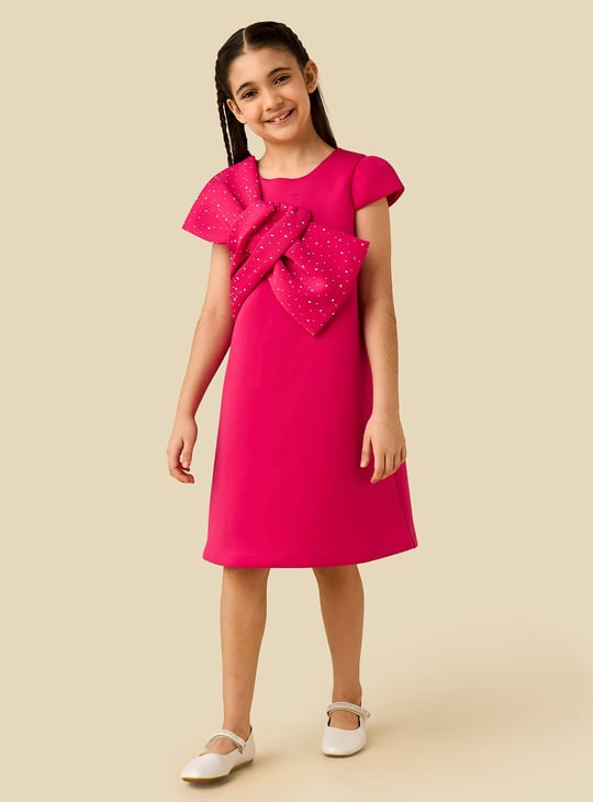 Juniors Bow Accent Dress