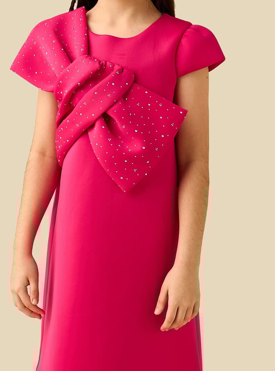 Juniors Bow Accent Dress