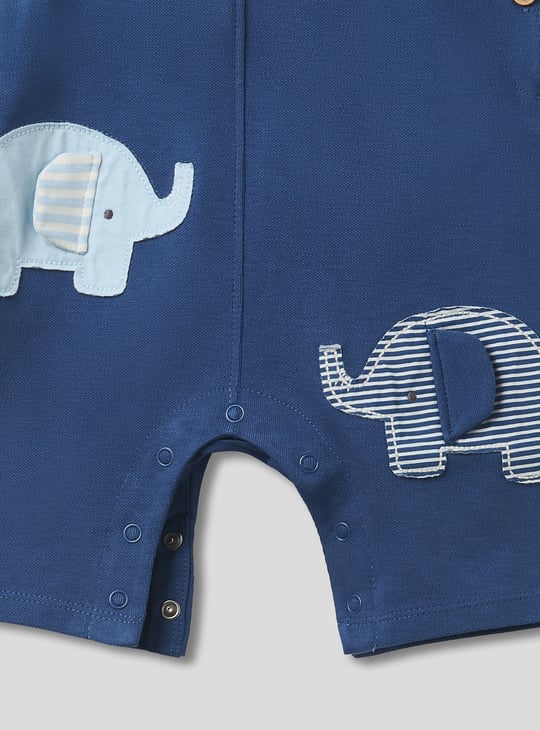 Juniors Striped T-shirt and Elephant Applique Dungaree Set