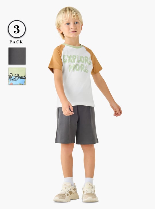 Juniors Printed T-shirt and Shorts - Set of 3