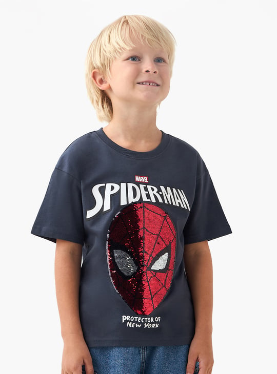 Juniors Spiderman Sequinned T-shirt