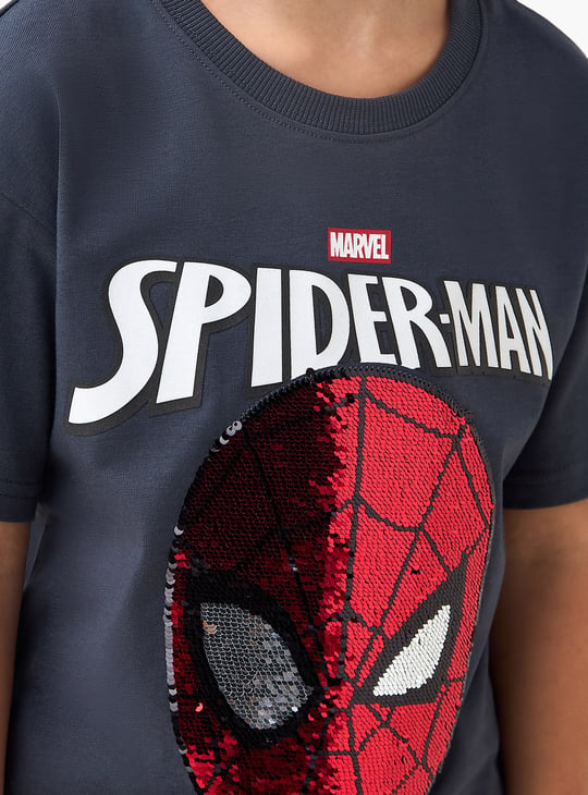 Juniors Spiderman Sequinned T-shirt
