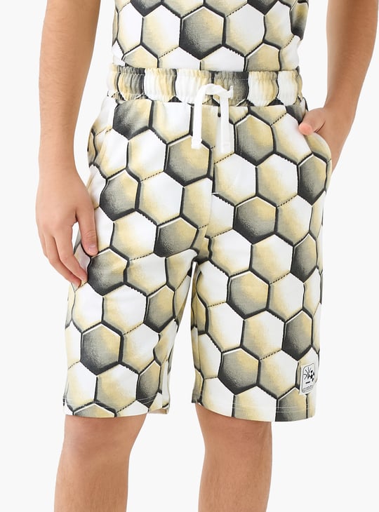 Juniors Geometric Print Shorts with Drawstring Closure