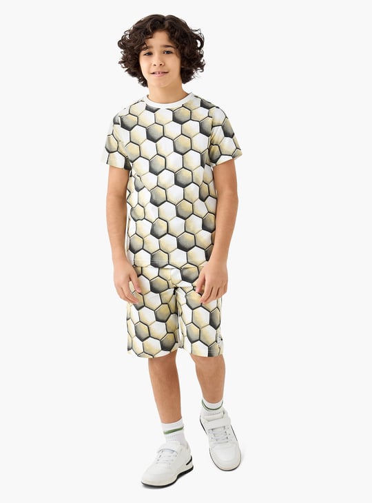 Juniors Geometric Print Shorts with Drawstring Closure