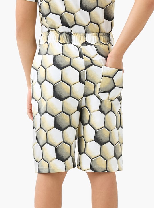 Juniors Geometric Print Shorts with Drawstring Closure