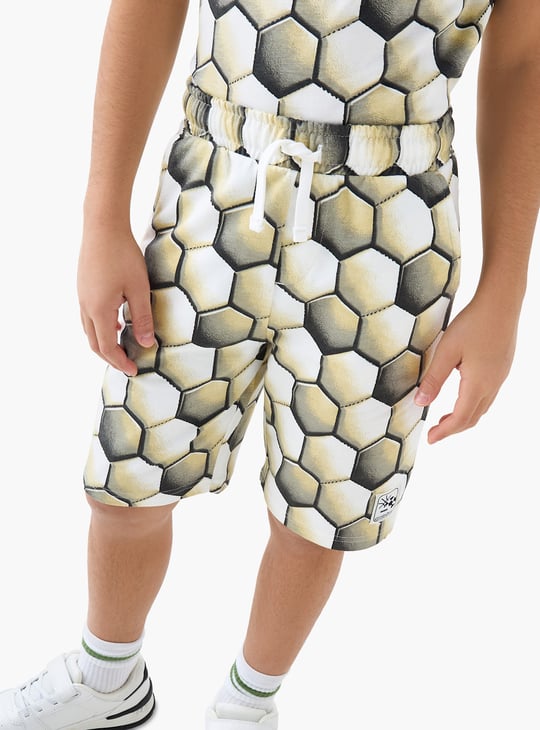Juniors Geometric Print Shorts with Drawstring Closure