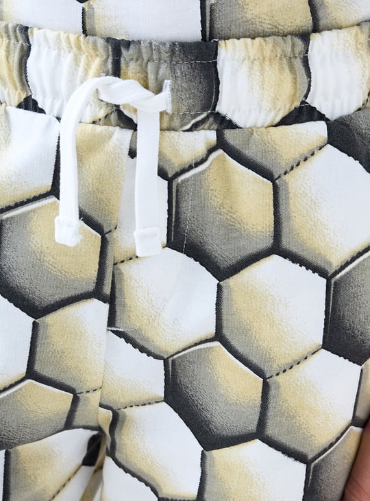 Juniors Geometric Print Shorts with Drawstring Closure