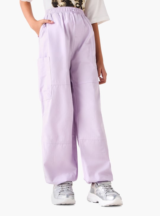 Juniors Solid Relaxed Fit Cargo Pants